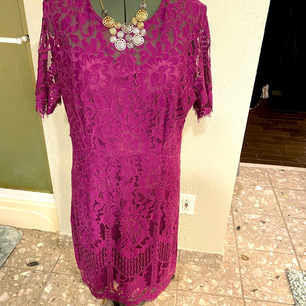 Plum lace dress wore once - Merokeety size XL - $30